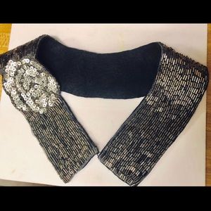 Beaded grey collar fashion accessory embellishment
